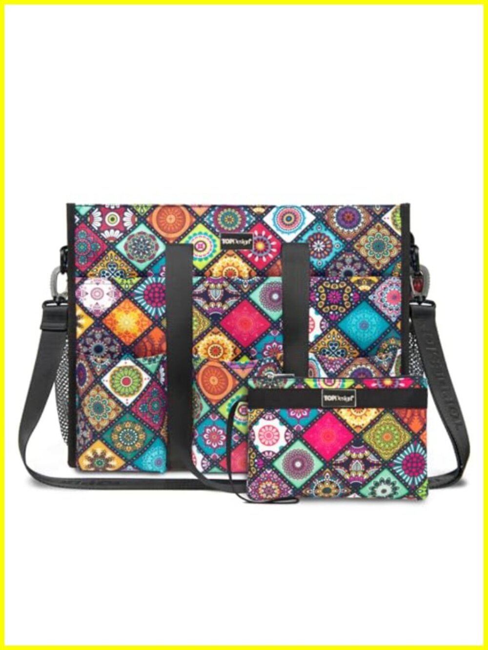 Utility Water Resistant Tote Bag with 22 Pockets, Top Zipper Closure, Thick